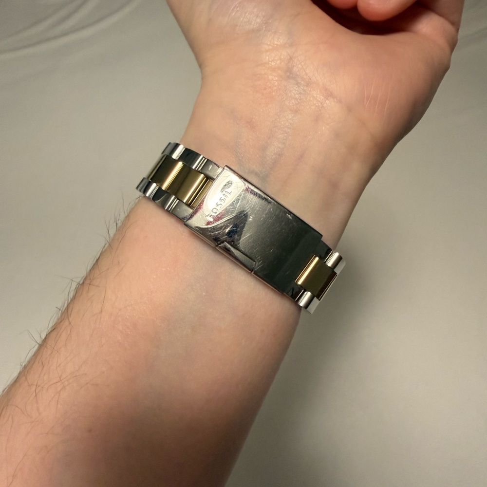 Fossil Two-Tone Gold and Silver Crystal Accent Women's Bracelet Watch - Picture 4 of 7